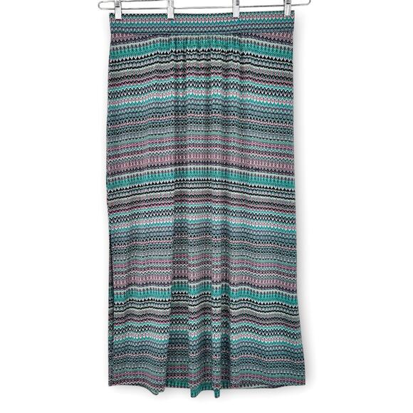 LANE BRYANT 18 20 Vibrant Zig-Zag Print Stretch Jersey Maxi Skirt l Side Slits - Picture 4 of 7